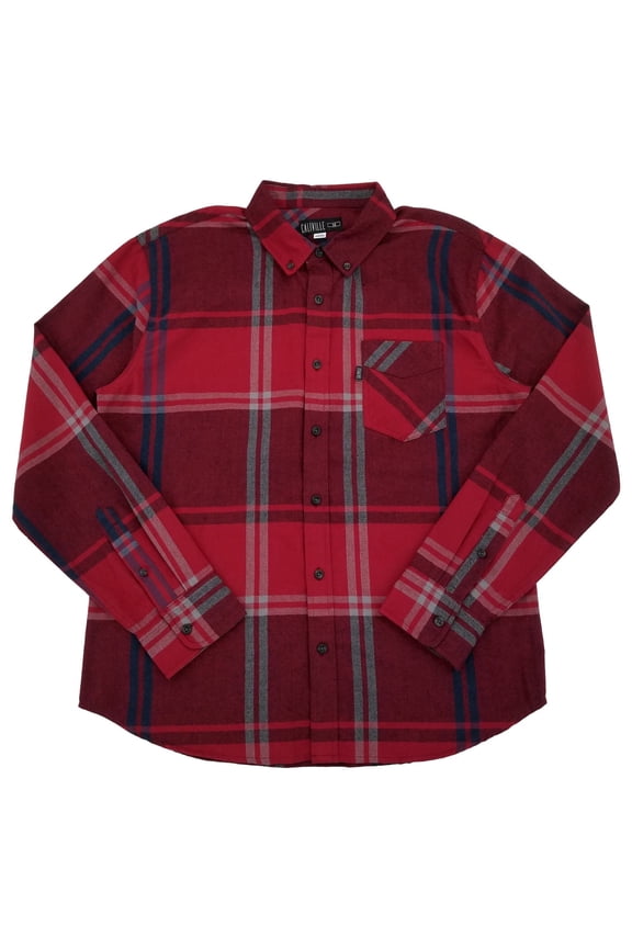 Mens Red Plaid Long Sleeve Button-Down Flannel Shirt XX-Large