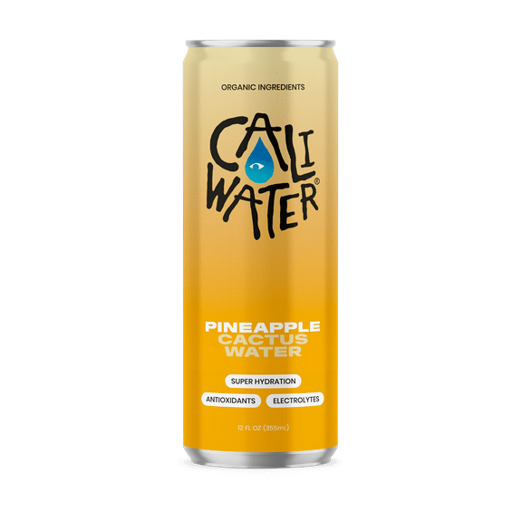 Caliwater Organic Cactus Water, Pineapple, Single Can, Coconut Water Alternative, 12 fl oz, Crisp