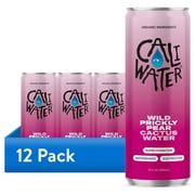 12 pack Caliwater Organic Cactus Water, Wild Prickly Pear, Single Can, Coconut Water Alternative, 12 fl oz Liquid