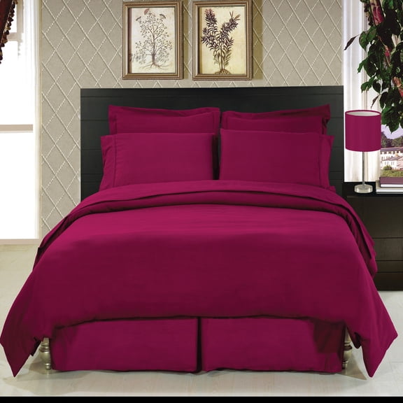 Calking size size Solid burgundy 8-Piece Bedding Set Super Soft Microfiber Sheets+Duvet+Alternative
