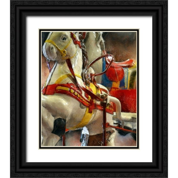 Calkins, Michelle 12x14 Black Ornate Wood Framed with Double Matting Museum Art Print Titled - Horse Cart Pedal Car
