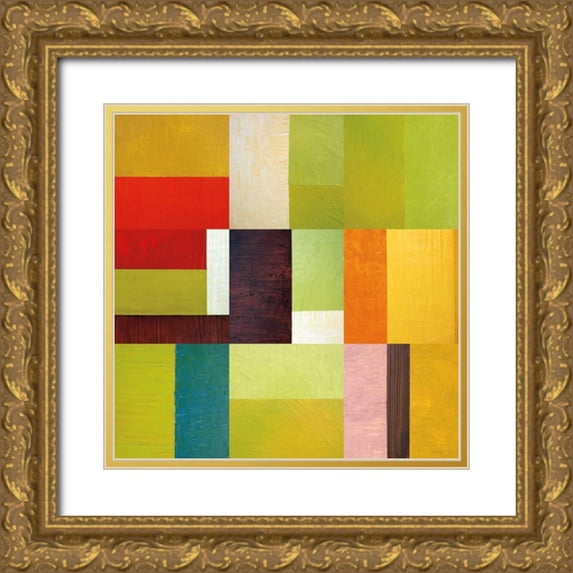 Calkins, Michelle 20x20 Gold Ornate Wood Framed with Double Matting Museum Art Print Titled - Color Study Abstract 2