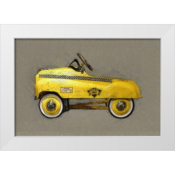 Calkins, Michelle 24x17 White Modern Wood Framed Museum Art Print Titled - Taxi Cab Pedal Car