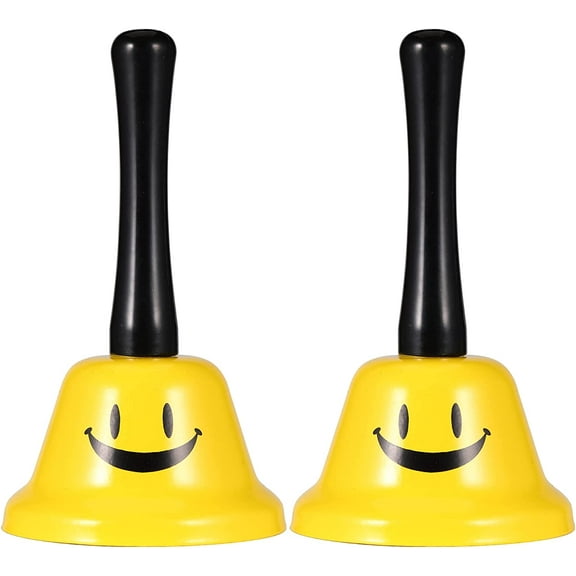 Call Bell, Hand Bell Service Bell Dinner Desk Bell for The Porter Kitchen Restaurant Bar Hotel Schools (2 Pack, Yellow)