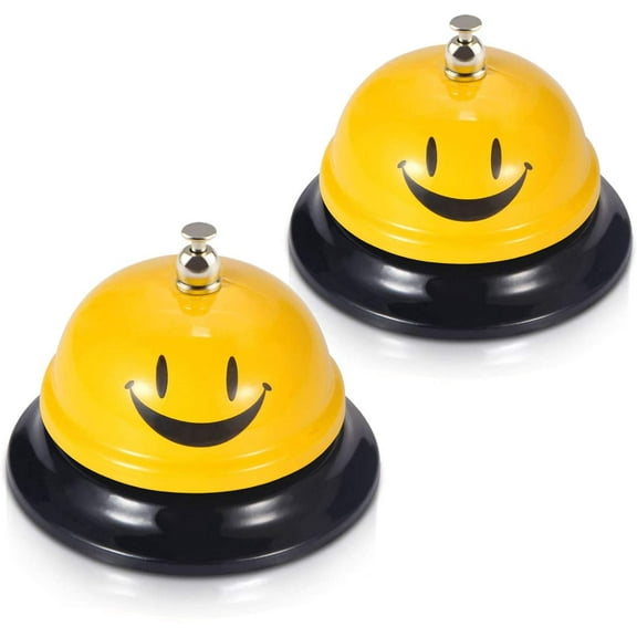 Call Bell, Service Bell for The Porter Kitchen Restaurant Bar Classic Concierge Hotel (3.35 Inch Diameter) (2 Pack)(Yellow)