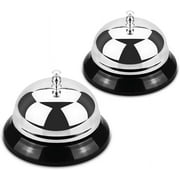 Call Bell, Service Bell for The Porter Kitchen Restaurant Bar Classic Concierge Hotel 3.35 Inch Diameter Silver2 Pack