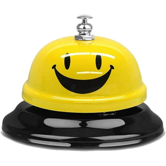Call Bell Smiley Face Desk Service Bell Ding Bell for Restaurant Hotel Room Kitchen Party Office Elderly Large Yellow Cute Bell,3.3 inch Yellow