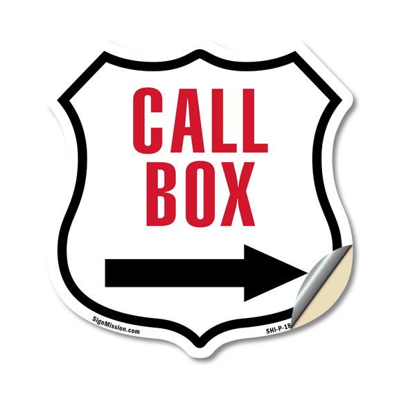 Call Box Right (5 Pack) 4 inch X 4 inch Shield Shaped Heavy Duty 3.2 mil Vinyl Decals Weather Resistant Made in the USA
