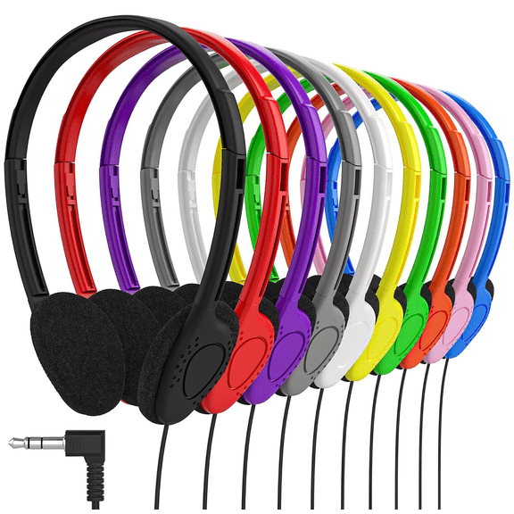 Call Center Bulk Multi-Color Headphones 10-Pack On-Ear Wired for Daily Customer Support and Telecommunication Tasks