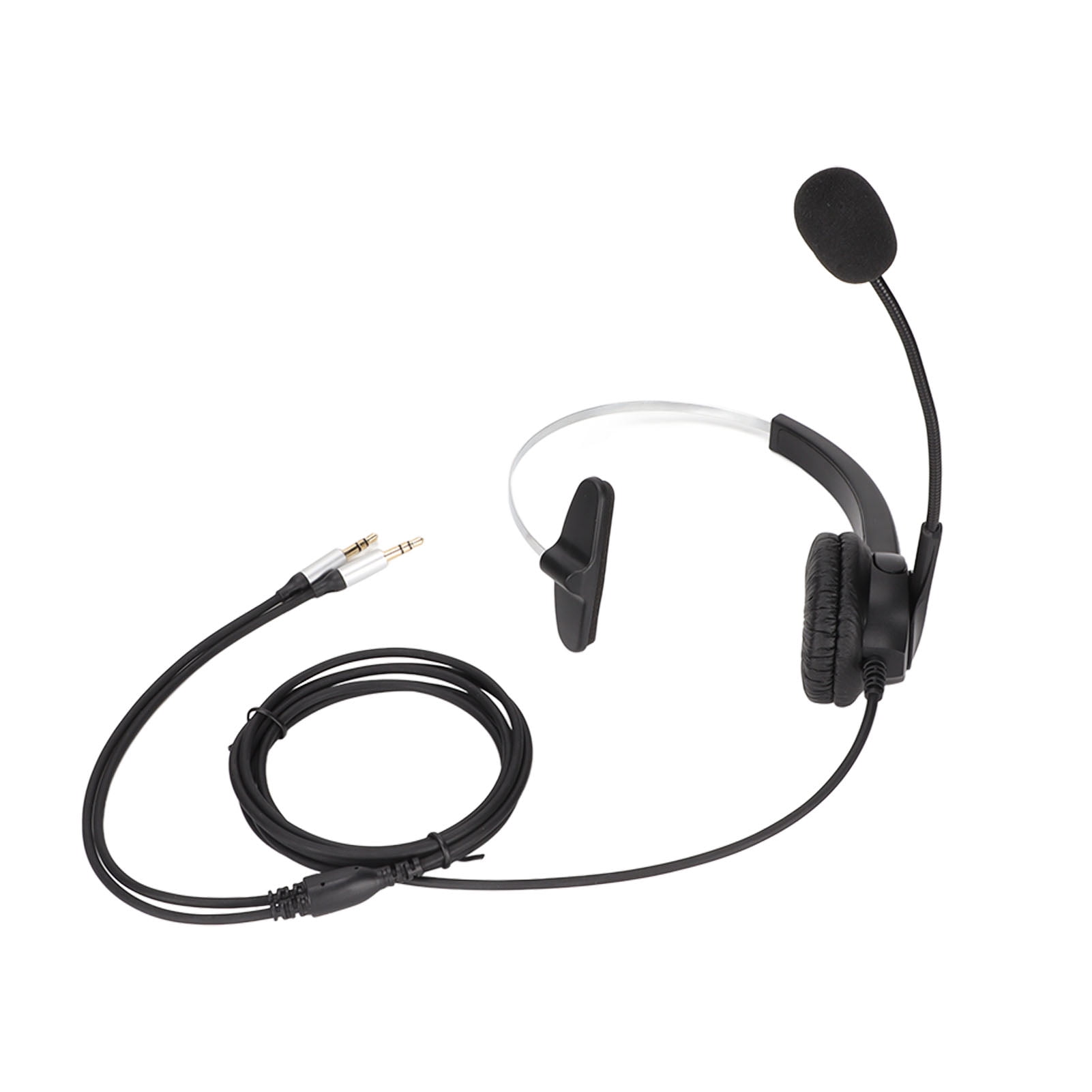 Call Center Headset Mono Noise Cancelling Dual 3.5mm Plug Computer On