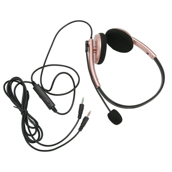 Call Center Headset Multifunctional Stylish Noise Cancelling HD Call Hearing Protection Telephone Headset Rose Gold Dual 3.5mm