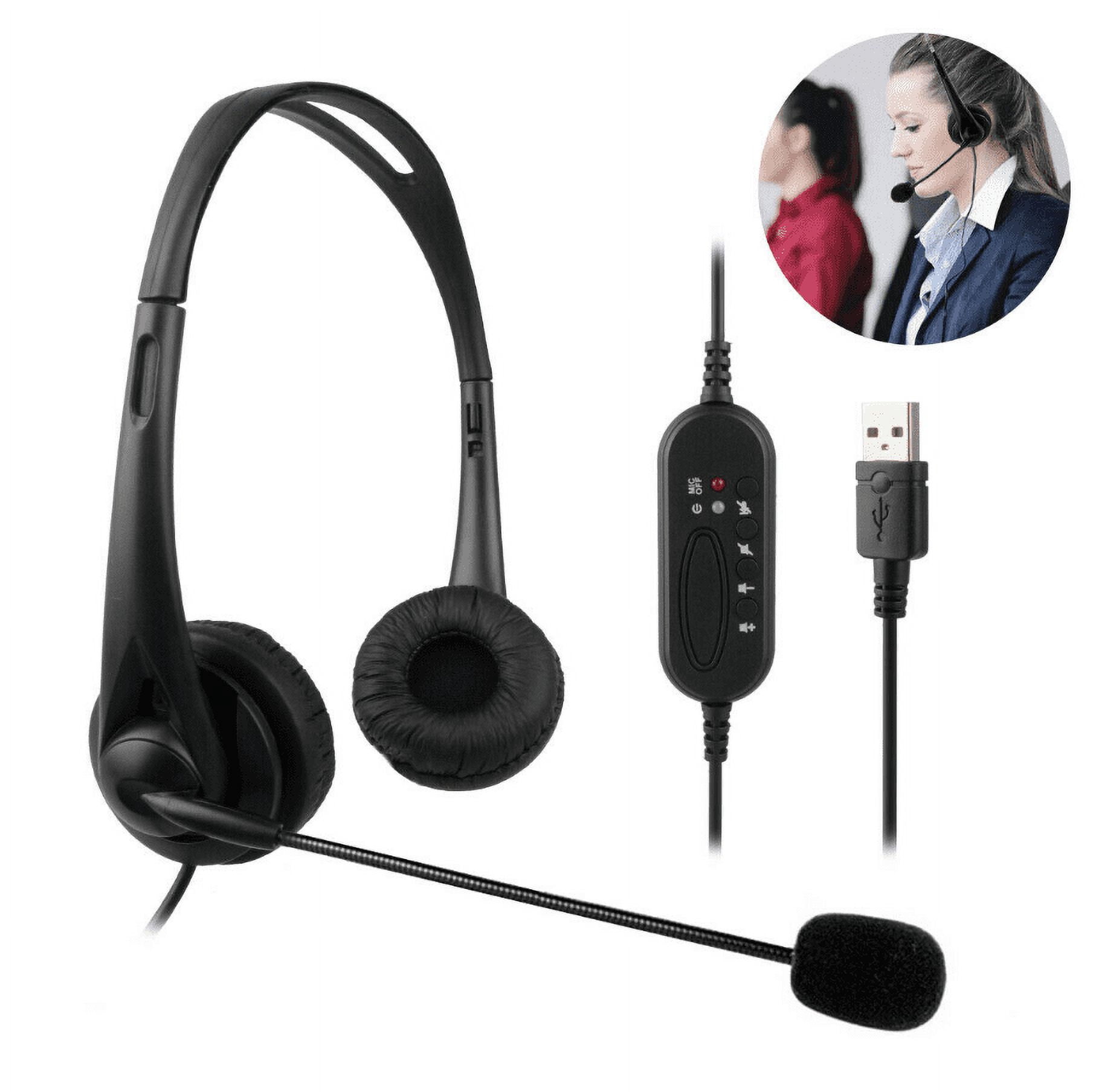 USB Headset With Noise Cancelling Mic - Wired Computer Headphones With USB-C & USB-A For Office & Calls