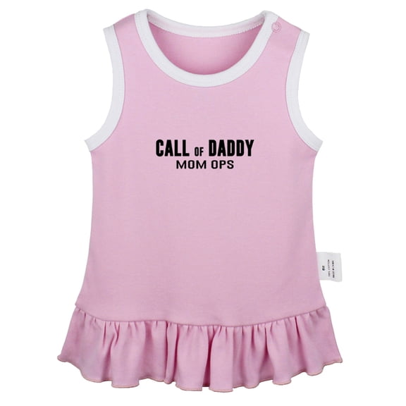 Call of Daddy, Mom Ops Funny Dresses For Baby, Newborn Babies Skirts, Infant Princess Dress, 0-24M Kids Graphic Clothes (Pink Sleeveless Dresses, 0-6 Months)