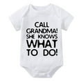 thumbnail image 1 of Call Grandma She Knows What To Do Newborn Girl Onsies Short Sleeve Coming Home Outfit for Baby White Baby Boy Rompers 12-18 M, 1 of 2