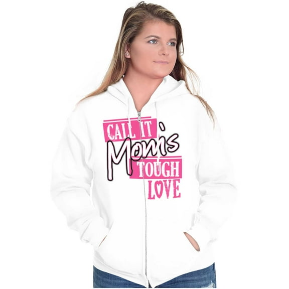 Call It Mom's Tough Love Funny Parent Womens Plus Size Graphic Zipper Hoodie Brisco Brands 2X