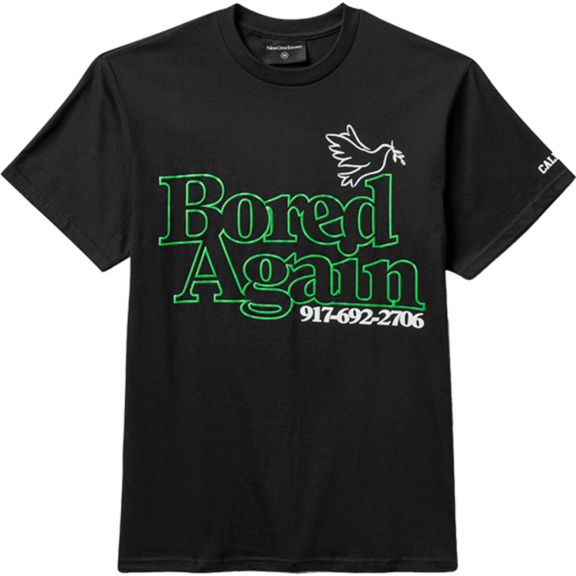Call Me 917 Bored Again Short Sleeve T-Shirt Black, Medium, Men's