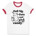 thumbnail image 1 of Call Me Cute and Give Me Candy Ringer Tee Shirt Unisex Large White/Red, 1 of 5