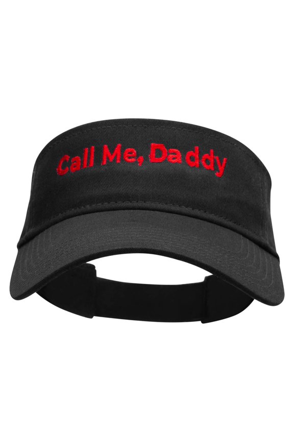 Call Me, Daddy Embroidered Cotton Twill Sun Visor - Black OSFM