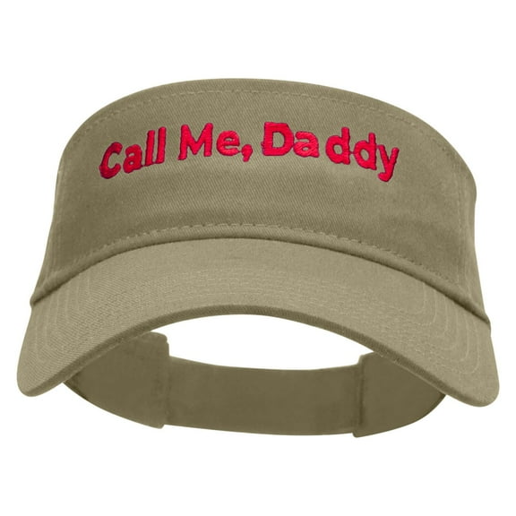 Call Me, Daddy Embroidered Cotton Twill Sun Visor - Khaki OSFM