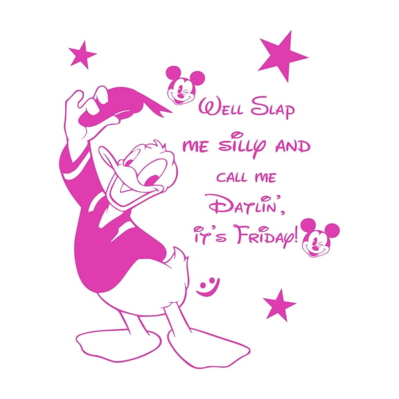 Call Me Datlin It's Friday Well Slap Me Silly Cartoon Duck Quote Decal Wall Art Sticker Designs Vinyl Stickers For Home House Walls Rooms Windows Bedroom Decoration Size (28x28 inch)