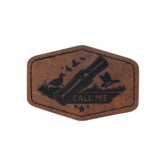Call Me Duck Hunting Patch, Faux-Leather, 2 inch x 3 inch, Duck Hunting Theme