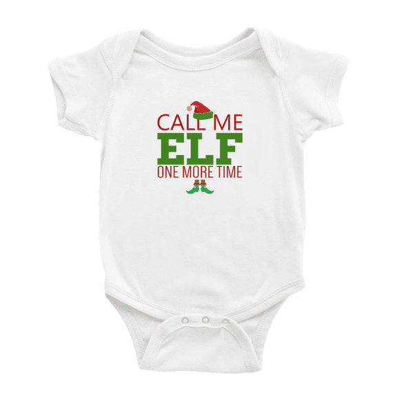 Call Me Elf One More Time Christmas Funny Infant Boys Girl Baby Bodysuit