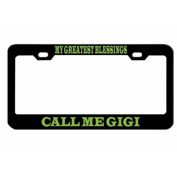 Call Me Gigi Style Metal License Plate Frame Personalized/Car Accessories Car Tag Holder Cover (Black/Lime Green)
