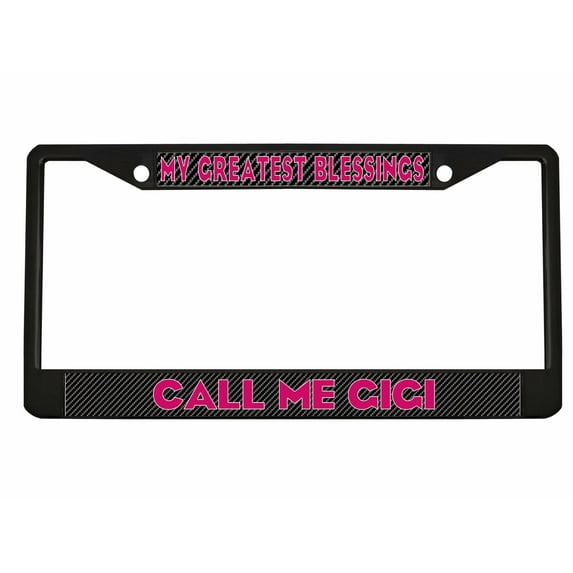 Call Me Gigi Style Metal License Plate Frame Personalized/Car Accessories Car Tag Holder Cover Carbon (Black/Carbon/Dark Pink)