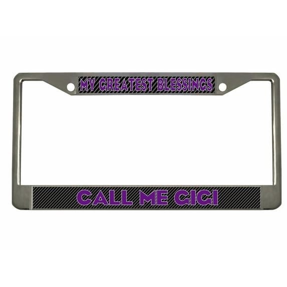 Call Me Gigi Style Metal License Plate Frame Personalized/Car Accessories Car Tag Holder Cover Carbon (Chrome/Carbon/Purple)