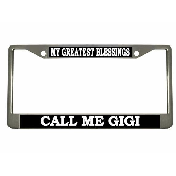 Call Me Gigi Style Metal License Plate Frame Personalized/Car Accessories Car Tag Holder Cover (Chrome/Black/White)