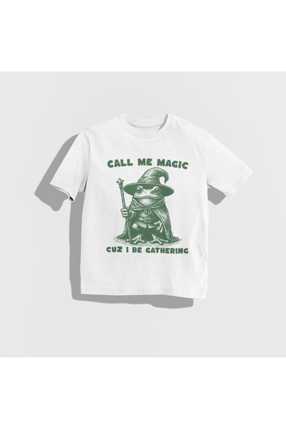 Call Me Magic Cuz I Be Gathering Tee, Wizard Frog Shirt, Frog Shirt, Funny Gamer Gift WHITE Unisex S-5XL Hot Trending Shirt, Vintage Birthday Gift