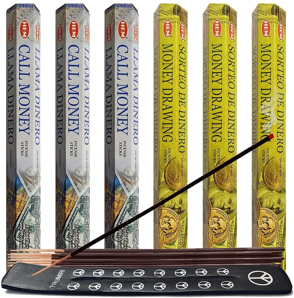 Call Money & Money Drawing Incense Sticks & Holder Bundle Variety Pack From Hem Trumiri Insense