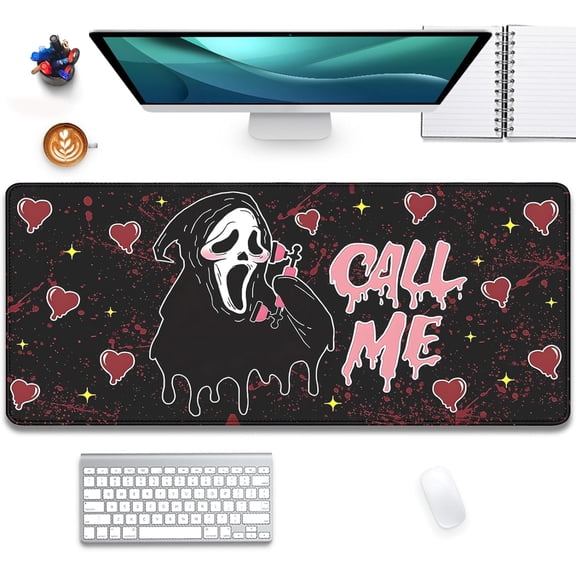 Call Me Mouse Pad Ghostface Desk Mat,Mouse Pad Large,Desk Pad,Mouse Pad for Desk,Desk Mat for Desktop,Keyboard and Mouse Pad,Gaming Mouse Pad Mousepad for Computer Office Home Work(31.5x11.8 in)