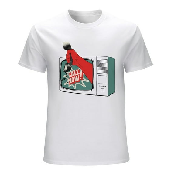 Call Now! Men’s T-Shirt 100% Cotton Casual Short Sleeve Tops Gift Tee White XL