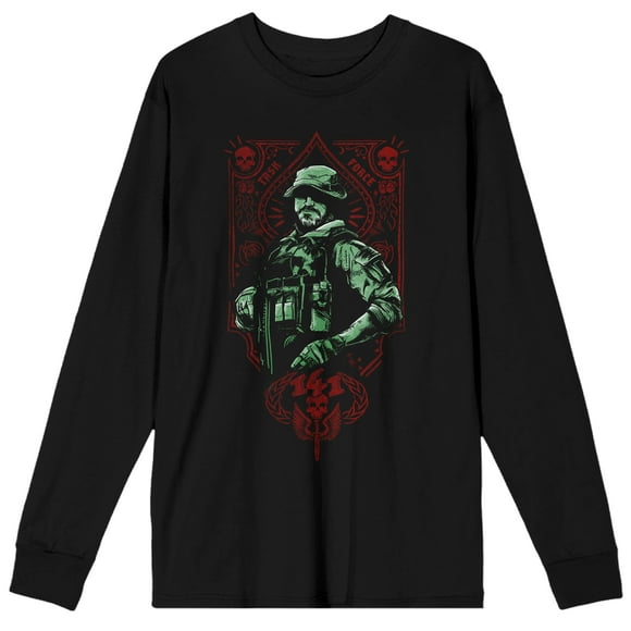 Call Of Duty Modern Warfare II Army Soldier Crew Neck Long Sleeve Men's Black Tee-XS