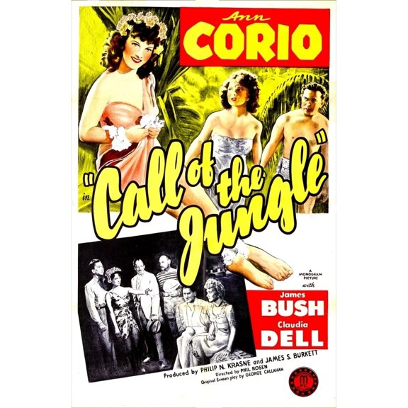 Call Of The Jungle Us Poster Top Right From Left: Ann Corio James Bush 1944 Movie Poster Masterprint