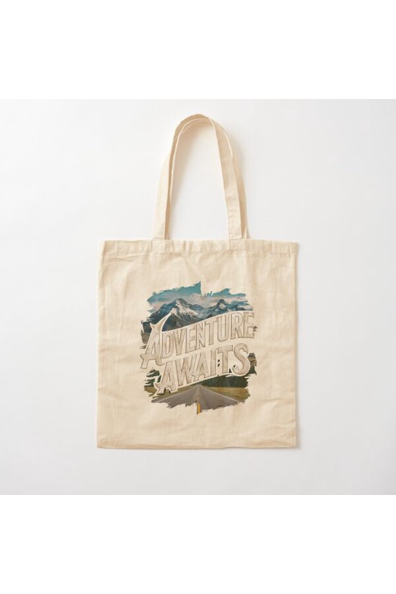 Call Of The Open Road: Mountain Adventure Art Cotton Tote Bag Canvas Tote Bag, Family Gift For Mother, Her