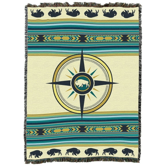 Pure Country Weavers Call Of The Wild West Lakes Blankett - Southwest - Cotton Tapestry Throw - Made in The USA - 72" x 54"