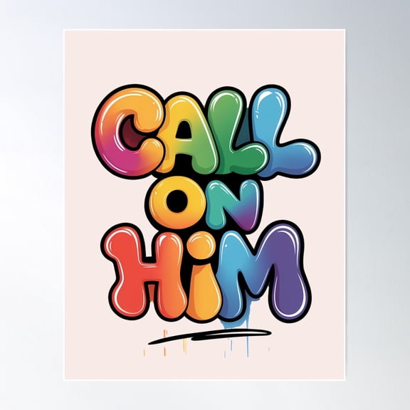 Call On Him Jer. 33:3 Vibrant Graffiti Jesus Quote Street Art Poster Wall Art, Modern Wall Decor For Living Room Bedroom, 8x12 UNFRAMED