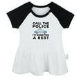 thumbnail image 1 of Call The Police I'm Resisting A Rest Funny Dresses For Baby, Newborn Babies Skirts, Infant Princess Dress, 0-24M Kids Graphic Clothes (Black Raglan Dresses, 0-6 Months), 1 of 4