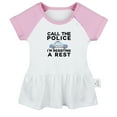 thumbnail image 1 of Call The Police I'm Resisting A Rest Funny Dresses For Baby, Newborn Babies Skirts, Infant Princess Dress, 0-24M Kids Graphic Clothes (Pink Raglan Dresses, 0-6 Months), 1 of 4