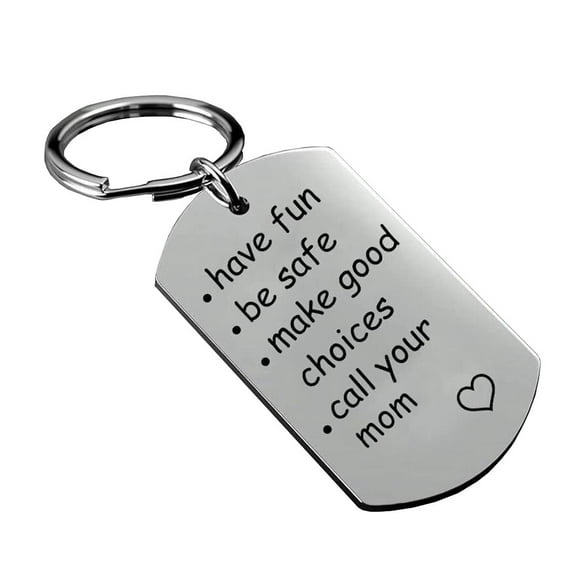 Call Your Grandma Grandpa Mom Dad Keychain Ornaments Engraved Keychains Be Safe Funny Gift Silver Unique Charm Pendant