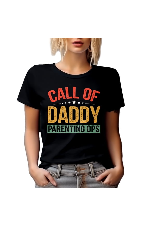 Call of Daddy, Parenting Ops - Computer Gamer Dad Father's Day or Birthday, Black T-Shirt, Large