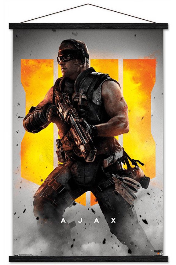 Call of Duty: Black Ops 4 - Ajax Key Art Wall Poster with Wooden Magnetic Frame, 22.375" x 34"