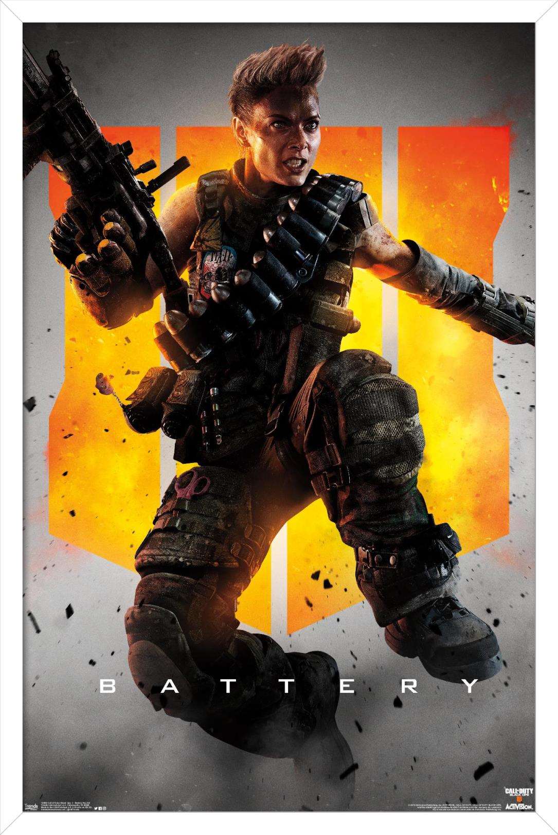 Call of Duty: Black Ops 4 - Battery Key Art Wall Poster, 14.725" x 22.375", Framed