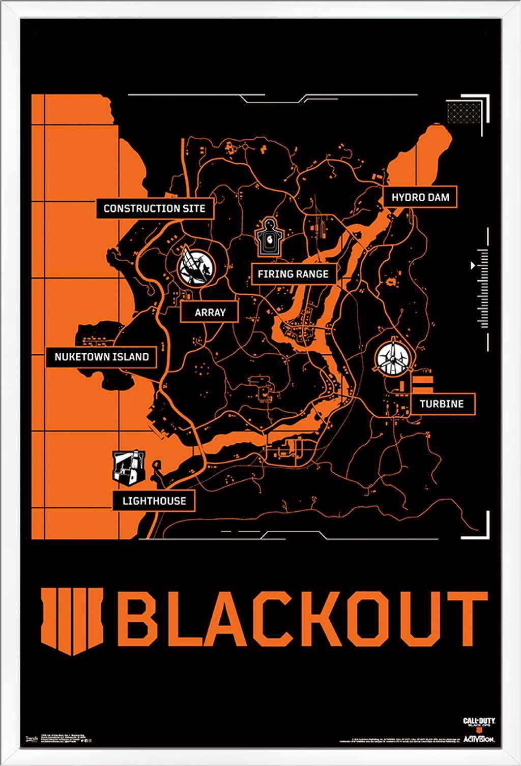 Call of Duty: Black Ops 4 - Blackout Map Wall Poster, 22.375" x 34", Framed