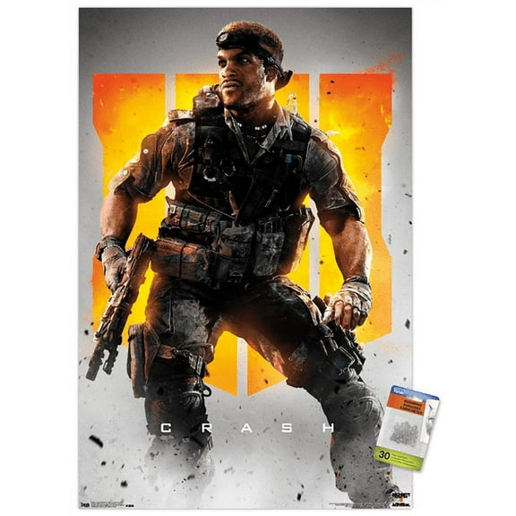 Call of Duty: Black Ops 4 - Crash Key Art Wall Poster with Push Pins, 22.375" x 34"