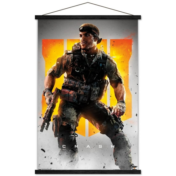 Call of Duty: Black Ops 4 - Crash Key Art Wall Poster with Wooden Magnetic Frame, 22.375" x 34"
