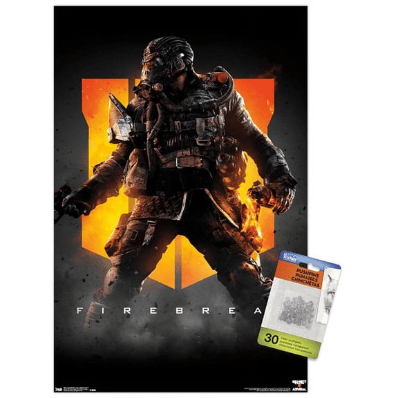 Call of Duty: Black Ops 4 - Firebreak Key Art Wall Poster with Push Pins, 14.725" x 22.375"