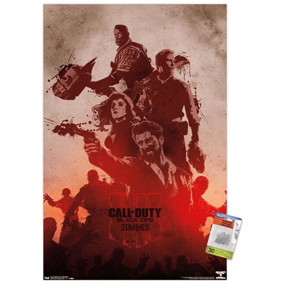Call of Duty: Black Ops 4 - Zombie Graphic Wall Poster with Push Pins, 22.375" x 34"